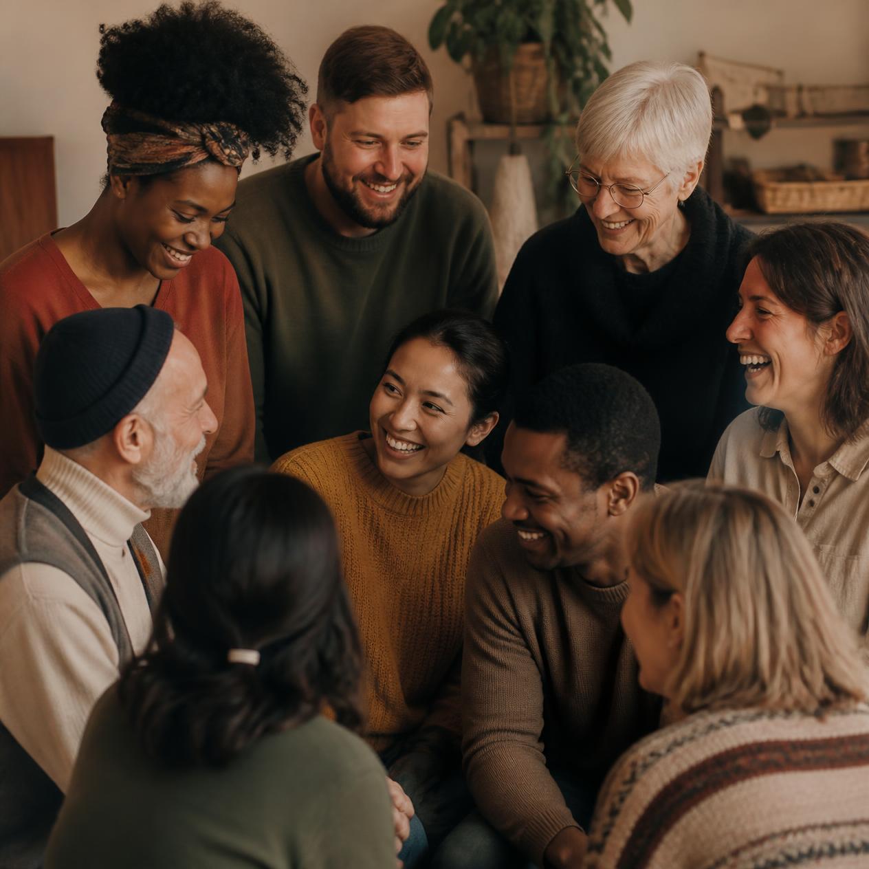 A diverse group gathered together
